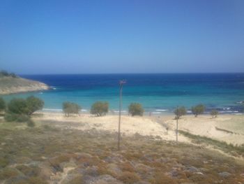 Scenic view of sea against clear sky