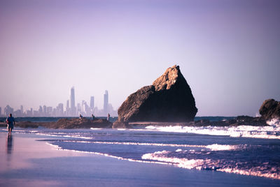 Scenic view of sea against clear sky