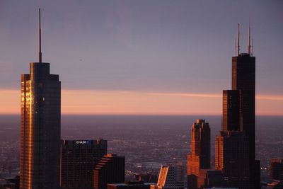 View of skyscrapers at night