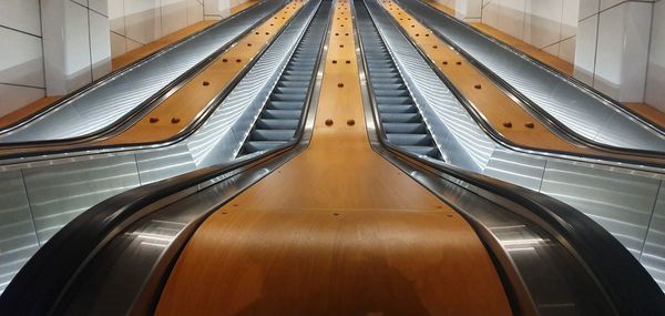 High angle view of escalator