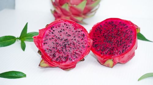 Close-up of strawberries on table