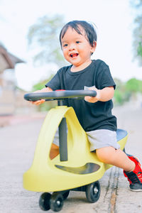 Cute boy on bicycle