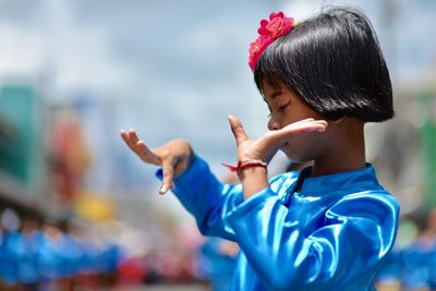 Close-up of girl in traditional clothing