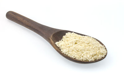 Close-up of bread against white background