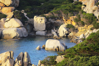 Sunset in cala spinosa, capo testa, sardinia, italy