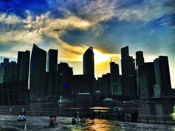 Sunset over city