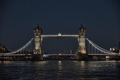 View of suspension bridge at night