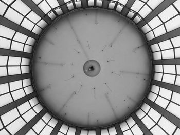 Low angle view of clock on ceiling