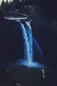 Scenic view of frozen river at night