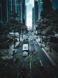 High angle view of city street