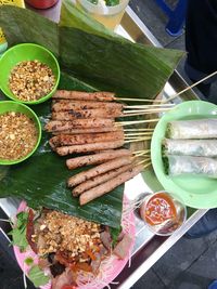 High angle view of food on table