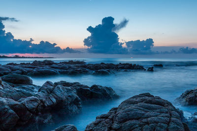 Scenic view of sea against sky during sunset