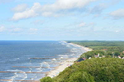 Scenic view of sea against cloudy sky