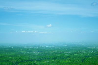 Scenic view of grassy field against sky