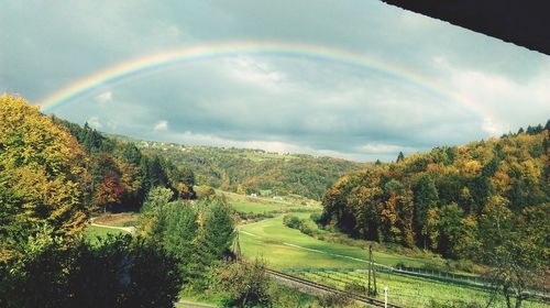 Scenic view of landscape against cloudy sky