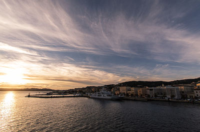 Scenic view of sea against sky at sunset