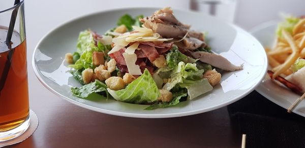 Close-up of meal served in plate