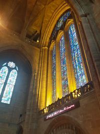 Low angle view of window in temple