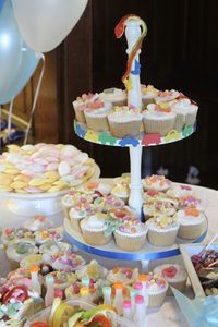 Close-up of cupcakes on table