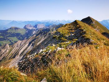 Scenic view of mountains against sky