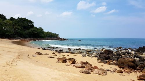 Scenic view of beach against sky