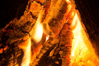 Close-up of bonfire at night