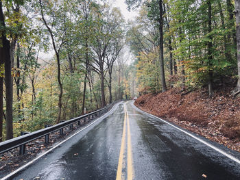 Road amidst trees in forest