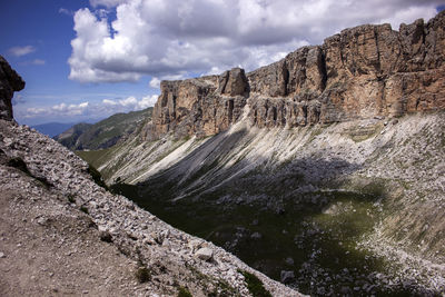 Scenic view of rocky mountains against sky