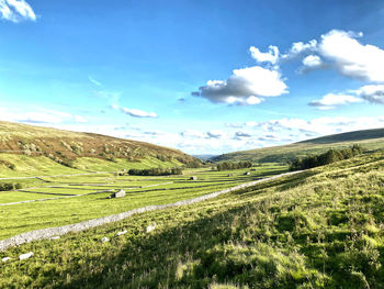 Landscape, looking down the valley of, littondale, from the moors above, halton gill, skipton, uk