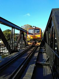 Railway bridge against blue sky