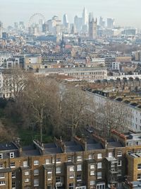 High angle view of townscape against sky