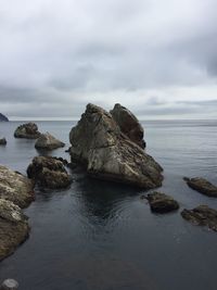 Scenic view of sea against cloudy sky