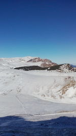 Scenic view of landscape against blue sky