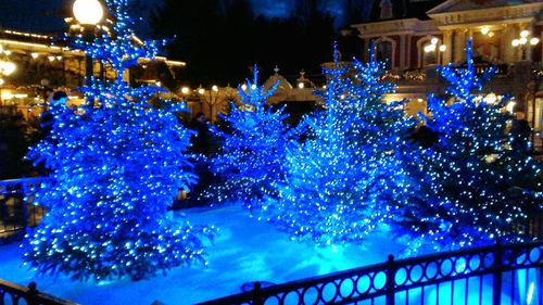 Illuminated lights at night