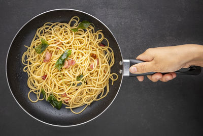 High angle view of food on table