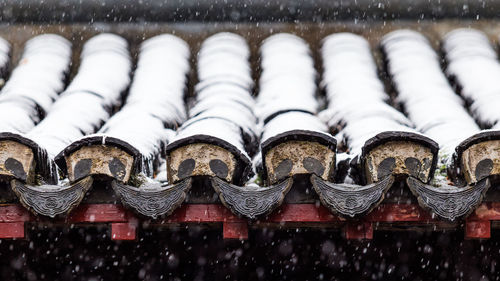 High angle view of roof tiles