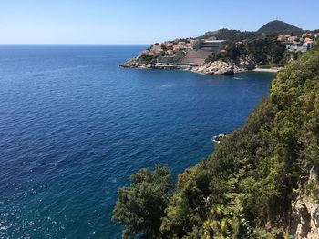 Scenic view of sea against clear sky