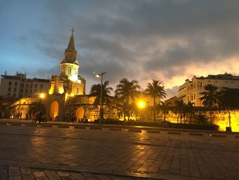 View of illuminated city at night