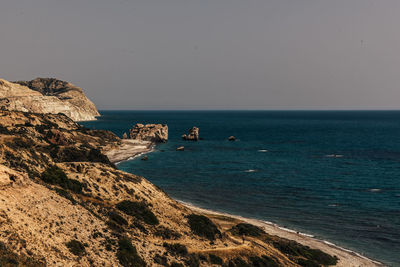 Scenic view of sea against clear sky