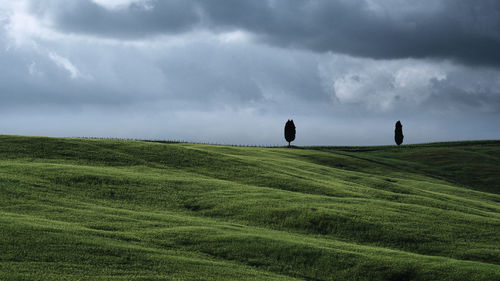 Scenic view of land against sky