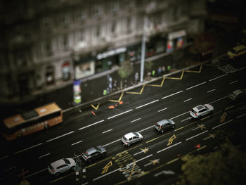 High angle view of cars on street