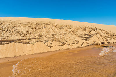 Scenic view of desert against blue sky