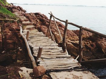 Wooden staircase on beach