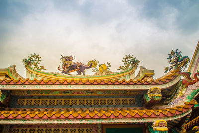 Low angle view of temple against building