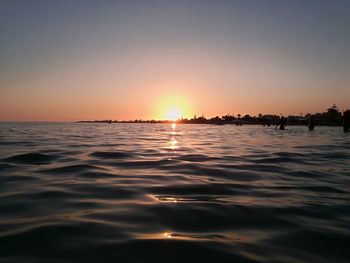 Scenic view of sea against sky during sunset