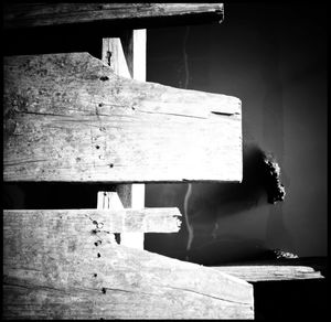 Close-up of old wooden wall in building