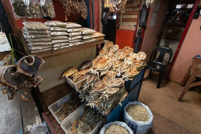 Food for sale at market stall