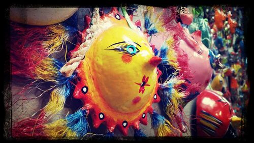 Close up of multi colored wall