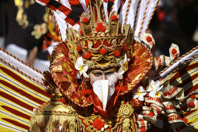 Portrait of person in costume during carnival on sunny day