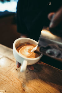 High angle view of coffee on table